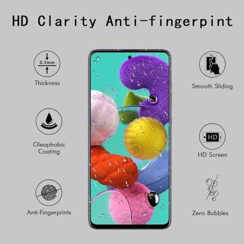 [4 Pack] Screen Protector Compatible with  Galaxy A51 5G,Scratch Resistant,Easy-Install,Bubble Free,Anti-Fingerprint,Tempered Glass Compatible