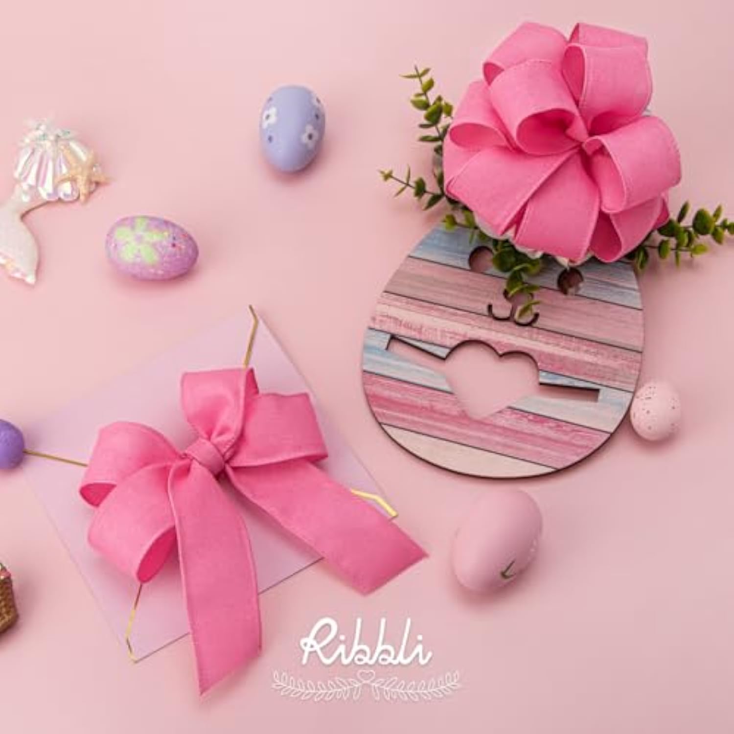 Pink Linen Wired Ribbon,1-1/2 Inch X Continuous 10 Yard, Pink Burlap W