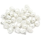 10Mm Rose Flower Pearl Buttons, White Faux Pearl Sewing Buttons, For C