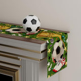 Soccer Theme Grass Trophy Sneakers Table Runner Game Day Table Decoration for Soccer Party Home Kitchen Dining Holiday Decor 13x72 Inch