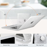 MOSISO Compatible with MacBook Air 15 inch Case 2025 2024 2023 Release M4 A3241 M3 A3114 M2 A2941, Sparkly Glitter Plastic Hard Shell&Keyboard Cover&Screen Protector&Webcam Cover&Type C, Transparent