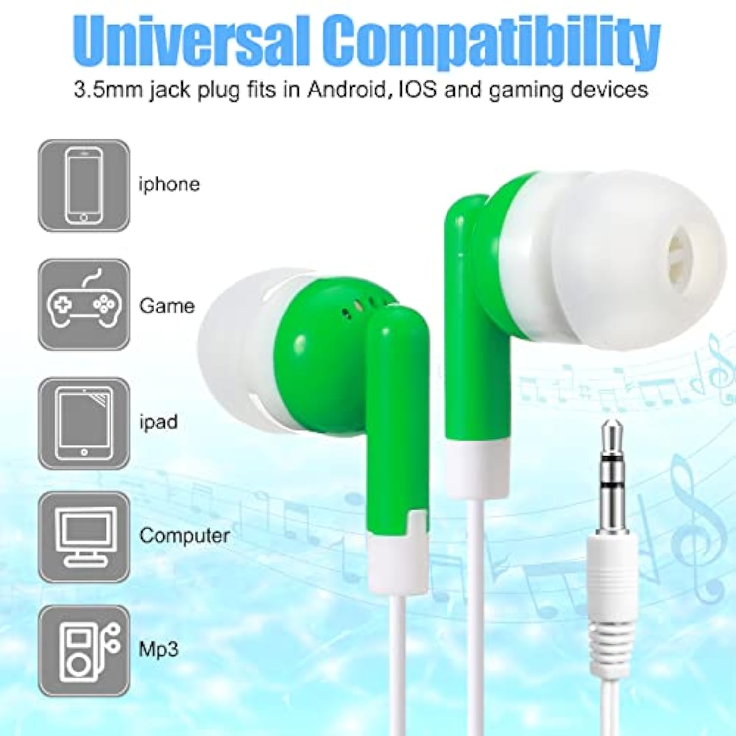 100 Pack Kids Earbuds Wired Earphones Wired Earbuds Multipack Earbuds Earphone