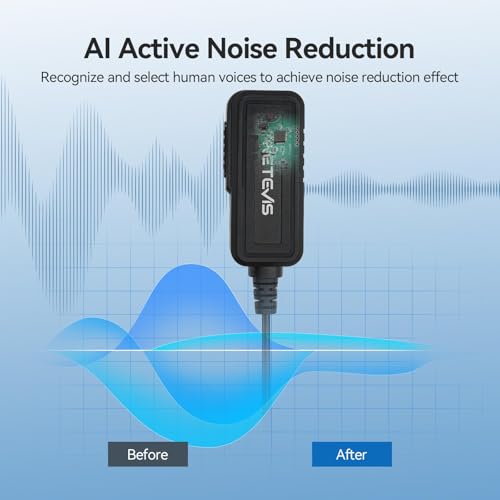 AI Active Noise Cancelling Two Way Radio Headset, Rechargeable, for RT22 RT21 H-777H RT68, Compatible with Pxton, Baofeng, Kenwood Walkie Talkie,