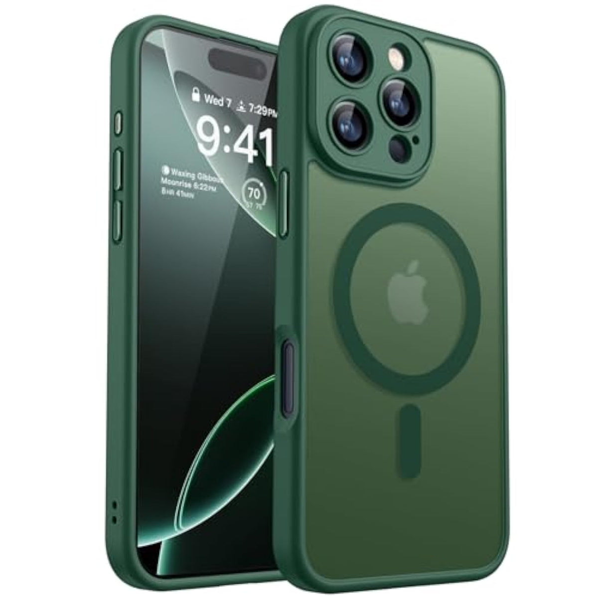 iPhone 16 Pro Case, Magnetic, Full Camera Protection, Magsafe, Shockproof, Deep Green
