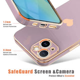 For Iphone 13 Mini Case For Women Girl Cute Love-Heart Luxury Bling Plating Soft Back Cover Raised Full Camera Protection Bumper Silicone Shockproof Phone Case For Iphone 13 Mini, Lavender