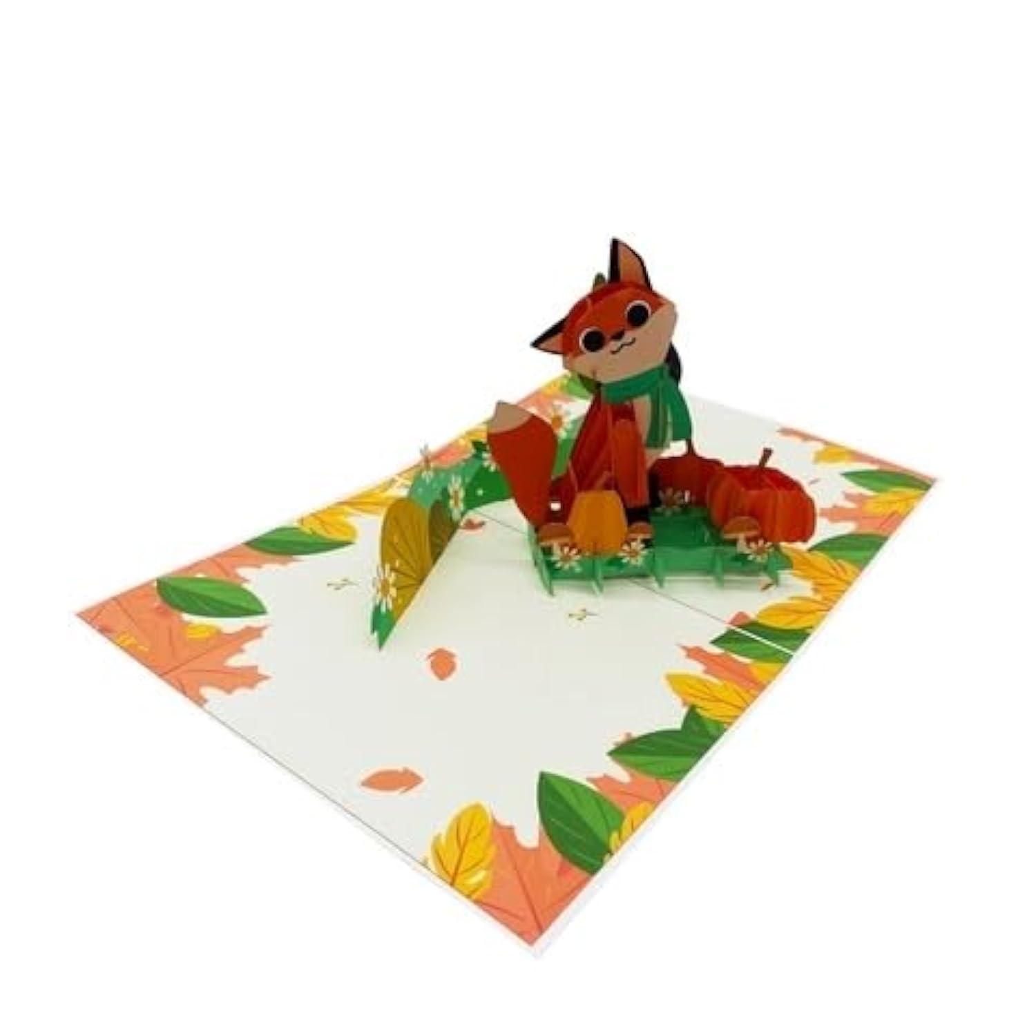 Autumn Fox 3D Pop-Up Greeting Card – Fall Themed Card With Pumpkins & Leaves – Cute Woodland Animal Pop-Up Card For Kids, Adults, Birthdays, Thanksgiving, A41