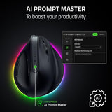 Pro Click V2 Vertical Wireless Mouse: 6 Button Ergonomic Design - One Click Ai Prompt - Supports Windows & Mac - Multi Device Connectivity Via 2.4Ghz, Bluetooth, Or Usb C Wired Mode - Chroma Rgb