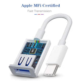 Usb-C To Usb Adapter For Iphone 15 Pro Max Macbook Pro Air 2023 Imac Ipad Mini Pro, Apple Mfi Certified Usb Otg Cable Converter Support Camera, Card Reader, Usb Flash Drive, Midi Keyboard (White)