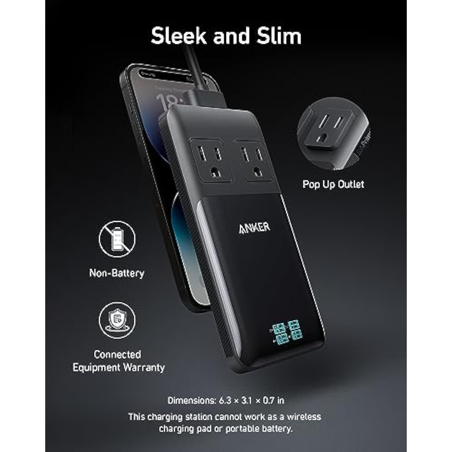 Anker Prime 6-in-1 USB C Charging Station, 140W Compact Power Strip for Work and Travel, 5 ft Detachable Extension Cord with 6 Ports, for iPhone 15/15 Plus/15 Pro/15 Pro Max(Non-Battery, Non-Wireless)