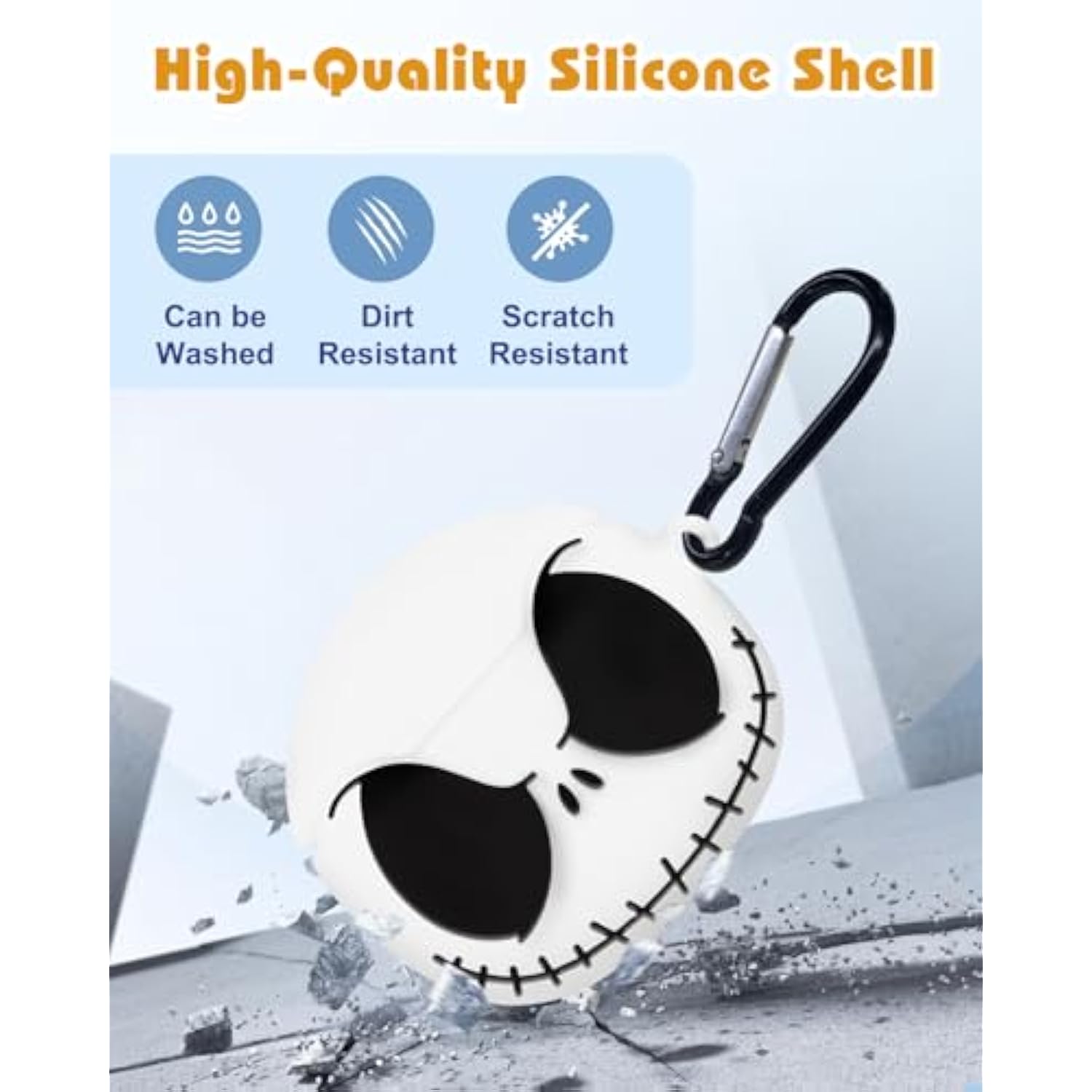 Boaretiu For Airpods 4 Case - 3D Glow In The Dark Cute Funny Smiley Skull Character Anime Scary Horror Cool Cover Design With Carabiner Keychain For Women Girls Girly Boy For Airpod 4 Case, Skeleton