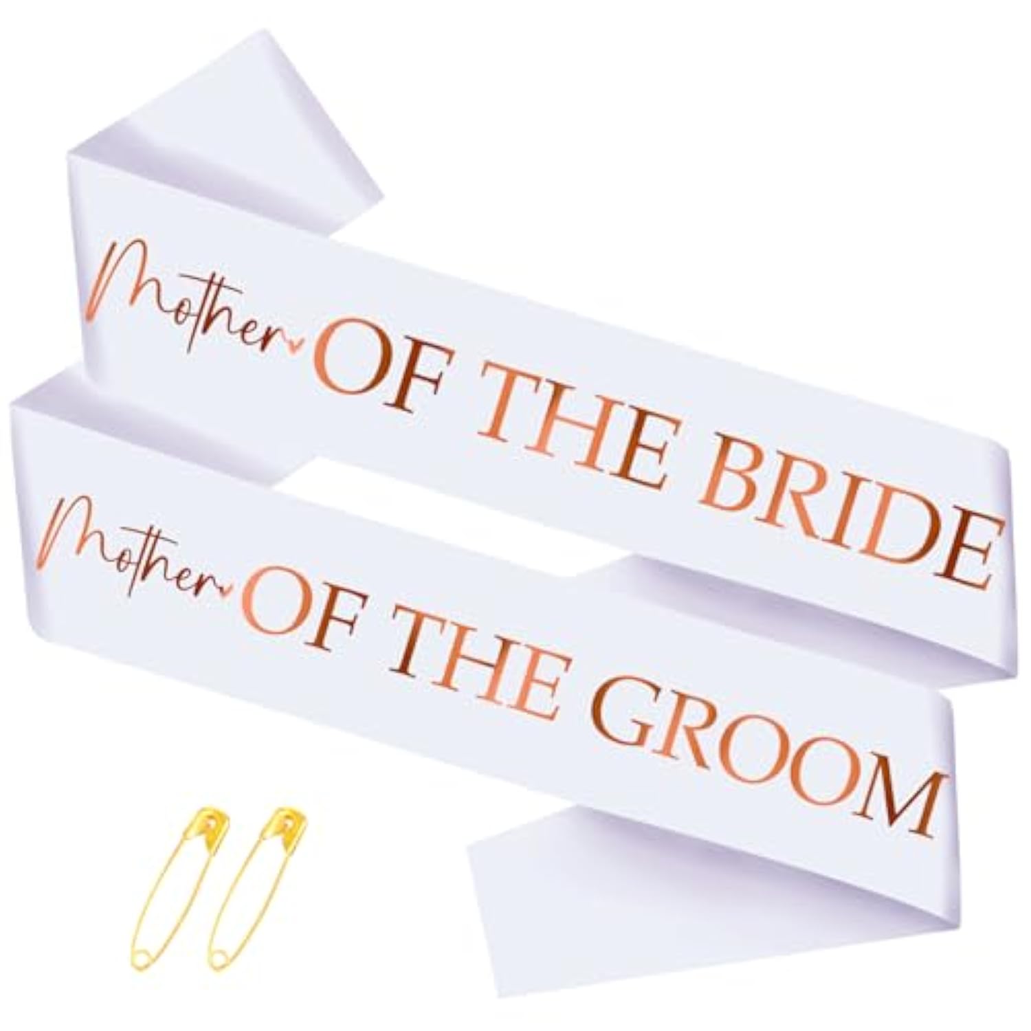 2 Pcs Mother Of The Bride And Groom Sashes With Rose Gold Foil, White Bachelorette Party Sash For Bridal Shower Engagement Supplies Gifts Wedding Accessories