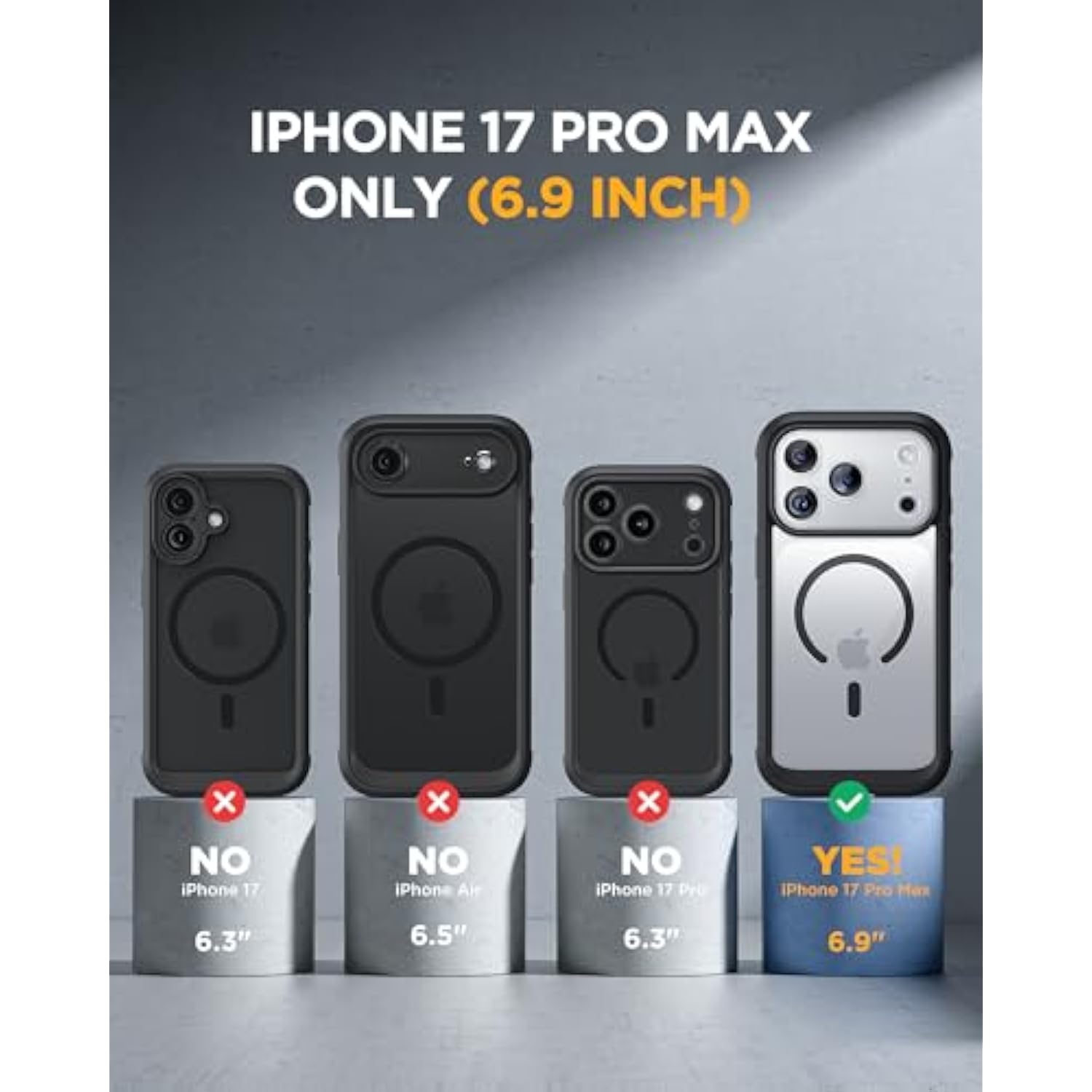 For Iphone 17 Pro Max Case 6.9" Full-Body Phone Case With Built-In Glass Screen Protector& Full Camera Protector,[Magnetic With Magsafe] Drop Proof 17 Promax Cover, Black