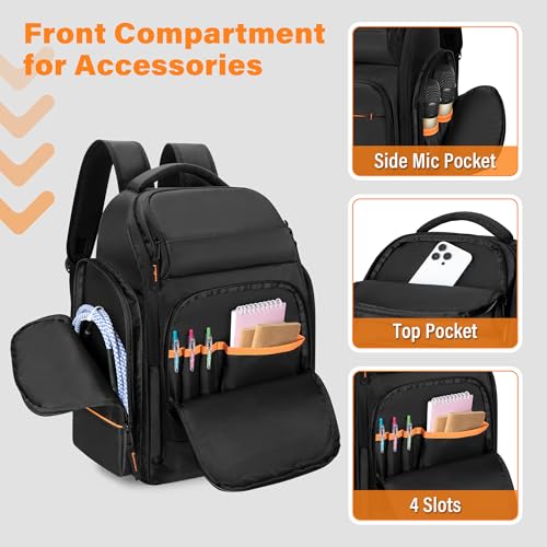 Dj Cable Backpack With 3 Detachable Dividers And Laptop Compartment, Dj Controller Bag For Microphones, Sound Equipment And Music Instrument