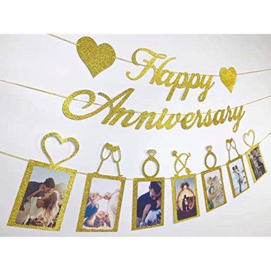 Happy Anniversary Party Decorations - Banner And Photo Banner For Wedding Party Decor