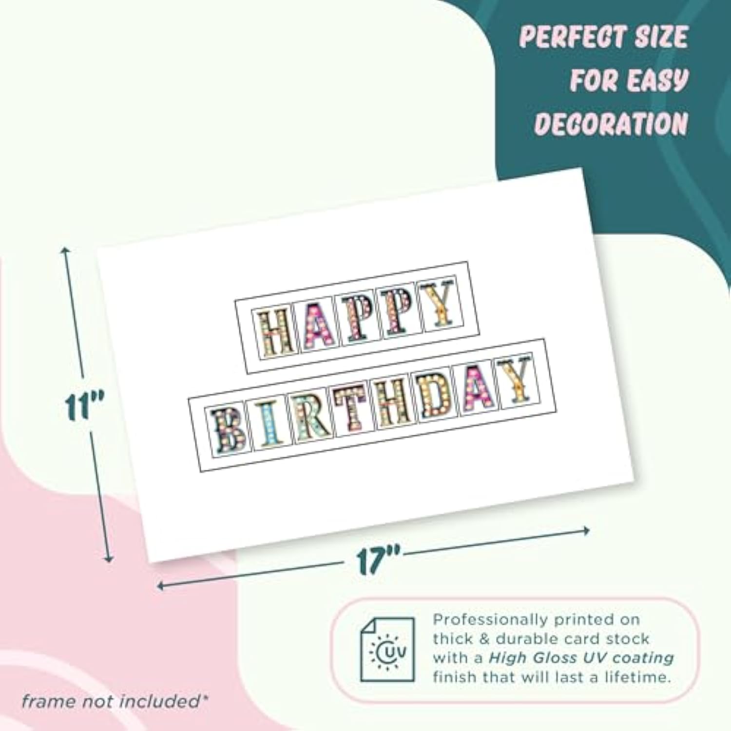 L&O Goods Happy Birthday Card | Guest Book Alternative | Happy Birthday Sign Decorations For Men, Women, Boys, Or Girls | Wall Art Poster | 11X17 Inch | Unframed