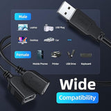 Usb 1 To 3 Splitter, Usb 2.0 A Male To 3 Usb Female Jack Y Splitter Hub Power Cord Extension Adapter Cable, Black
