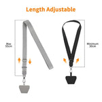 Phone Lanyard 2 Pack-2× Adjustable Neck Strap,2× Phone Patches,Universal Cell Phone Multifuctional Patch Lanyards Compatible With Most Smartphones(Black+Gray)
