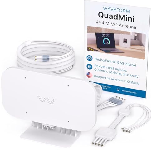 Quadmini: 4X4 Mimo Low-Profile Antenna Kit | External Antenna For 4G/5G Routers & Gateways | For T-Mobile Home Internet, Verizon, At&T | 10 Sma Cable, U.Fl Adapters, Window Entry