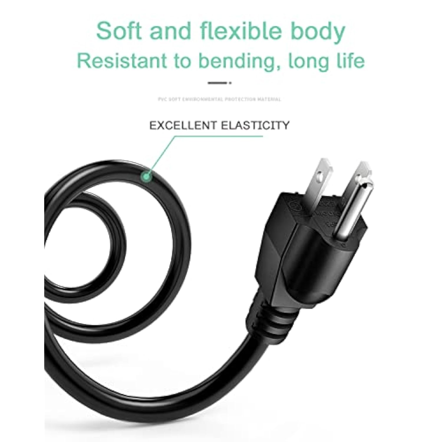 3 Prong Ac Power Cord For Panasonic Plasma Tv Tc-P42U1 Tc-P55St30 Tc-P50Gt30 Tc-P50Gt50 Th50Pz85U Th50Pz85Ua Tc-P50X1 Th-42Px85Ux Th-42Px80U Replacement 3 Slot Tv Power Cable 6 Ft