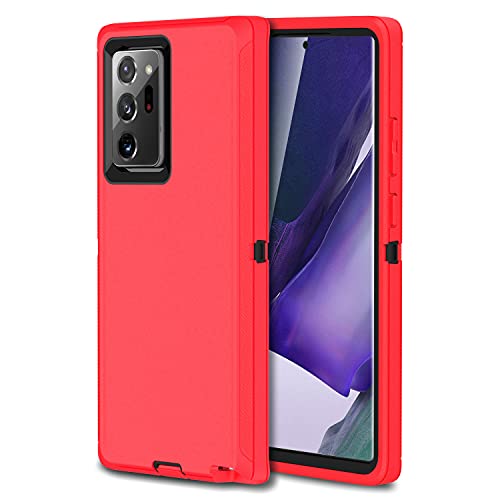 Heavy Duty Protective Case For Galaxy Note 20 [Without Built-In Screen Protector] [3 Layers] Rugged Rubber Shockproof Protection Cover For Galaxy Note 20 Case (Red/Black)