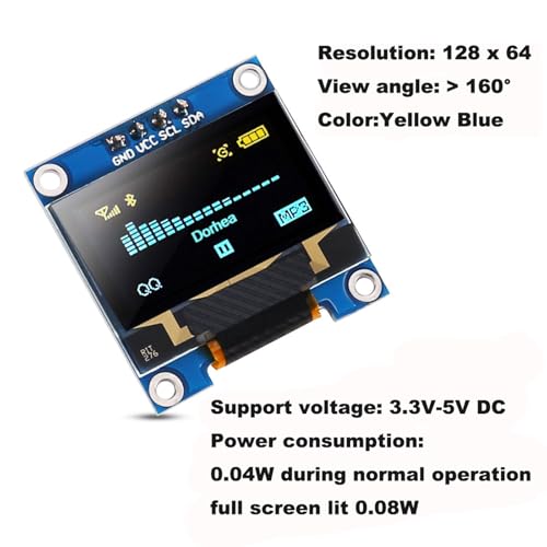 4 Pcs 0.96 Inch Oled Display Module 128X64 Pixel Ssd1306 I2C Iic Screen Compatible With Arduino Raspberry Pi Blue And Yellow