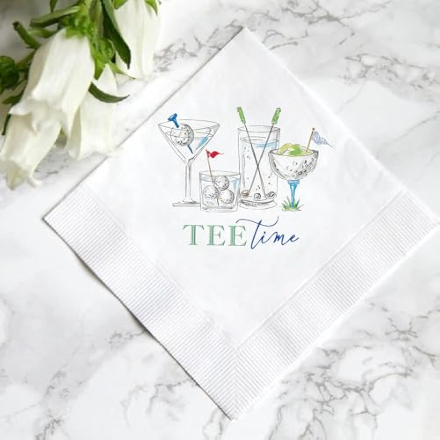 Tee Time Golf Cocktail Napkins – 50 Pack, Funny Golf-Themed Party Supplies, 2-Ply Disposable Napkins For Retirement, Birthday, Or Tournament Celebration – 5 X 5 Inches