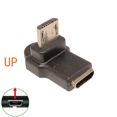 Micro USB 2.0 5Pin Male to Female M to F Extension Connector Adapter Long Plug Connector 90 Degree Right & Left Up Down Angled (UP)