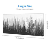Black And White Gaming Mouse Pad Xl Misty Forest Large Desk Mat Non Slip Rubber Extra Mousepad With Stitched Edges Long Extended Keyboard Pads For Computer Laptop Office Home 31.5'' X 11.8''