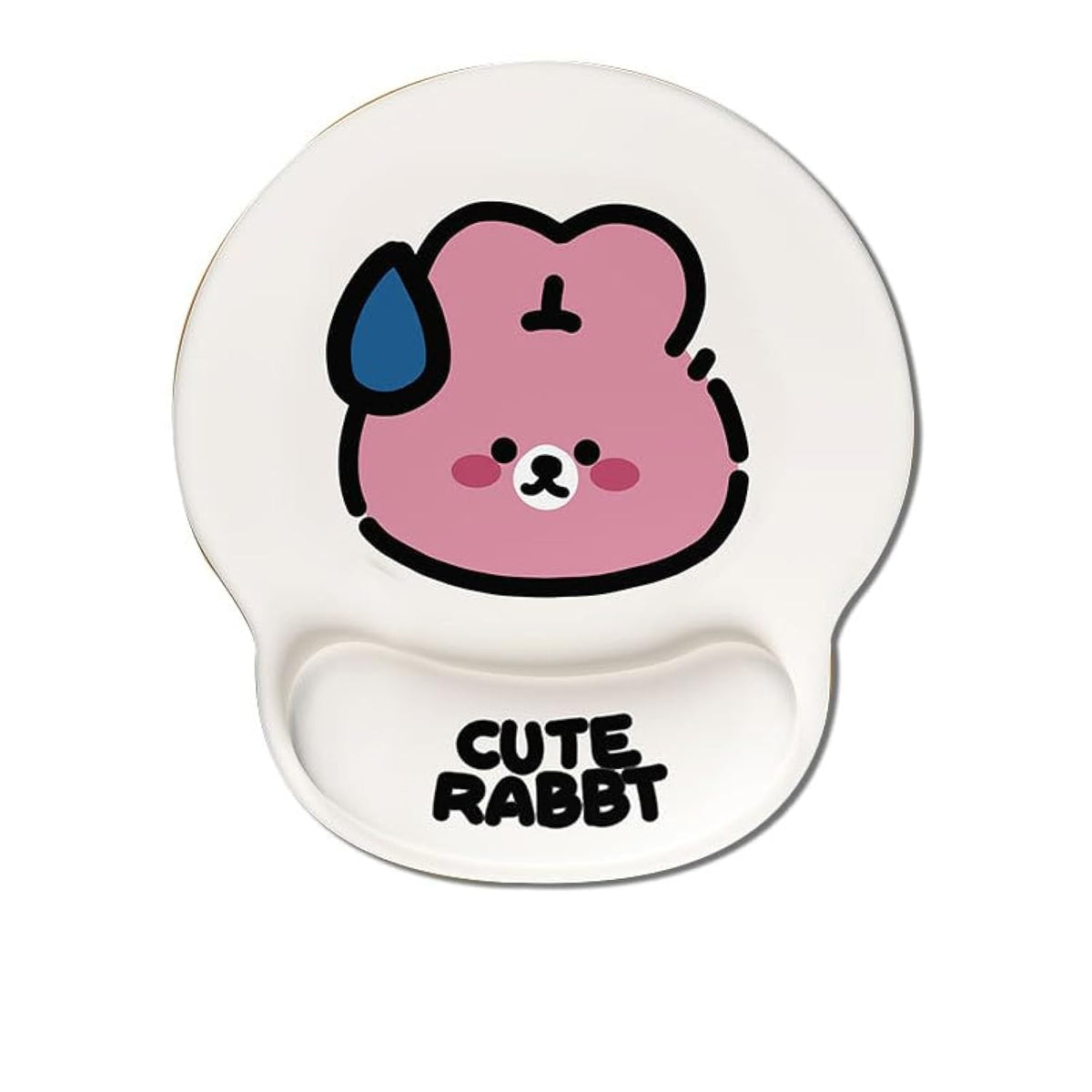 Cute Frog Mouse Pad With Wrist Rest Support, Ergonomic Design, White And Green (Rabbt)