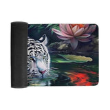 White Tiger Large Mouse Pad Wildlife Animals Mousepad Aesthetic Lotus Flower Desk Mat For Keyboard And Computer Pad Rubber Non-Slip For Gaming Home Office Supplies For Desk 23.6 X 11.8 Inch