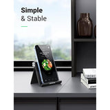 UGREEN Cell Phone Stand for Desk Phone Holder Foldable Portable Adjustable Compatible with iPhone 16 15 14 13 Pro Max, iPhone 12 11 Plus SE XS XR 8 7, Office Desk Travel Accessories, Black