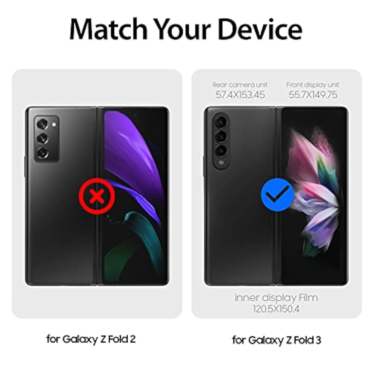 Whitestone Screen Protector For Galaxy Z Fold 3 2021 Full Tempered Glass Shield With Liquid Dispersion Tech With Uv Lamp [Easy To Install Kit] - 2 Pack