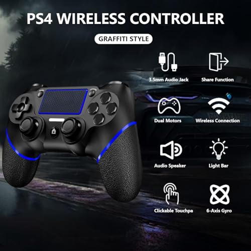 Upgraded Wireless Controller for Ps4 Gamepad Compatible with Ps4/Pro/Slim/Windows PC,Joystick for PS4 with Touchpad/Stereo Headphone Jack/Six-axis