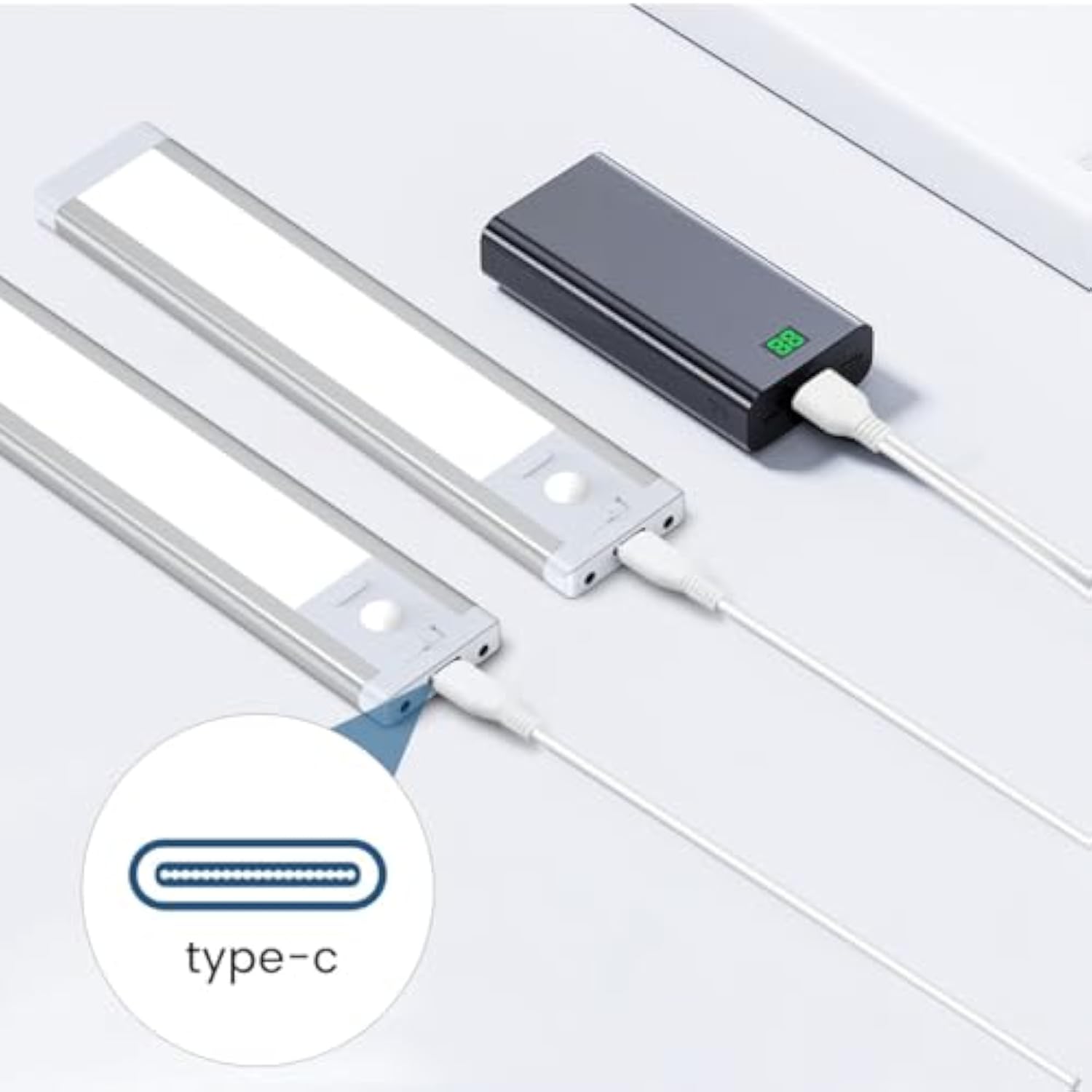 Under Cabinet Lighting Usb C Charging Cable, Charger For Mcgor Motion Sensor Light Indoor, With Power Adapter