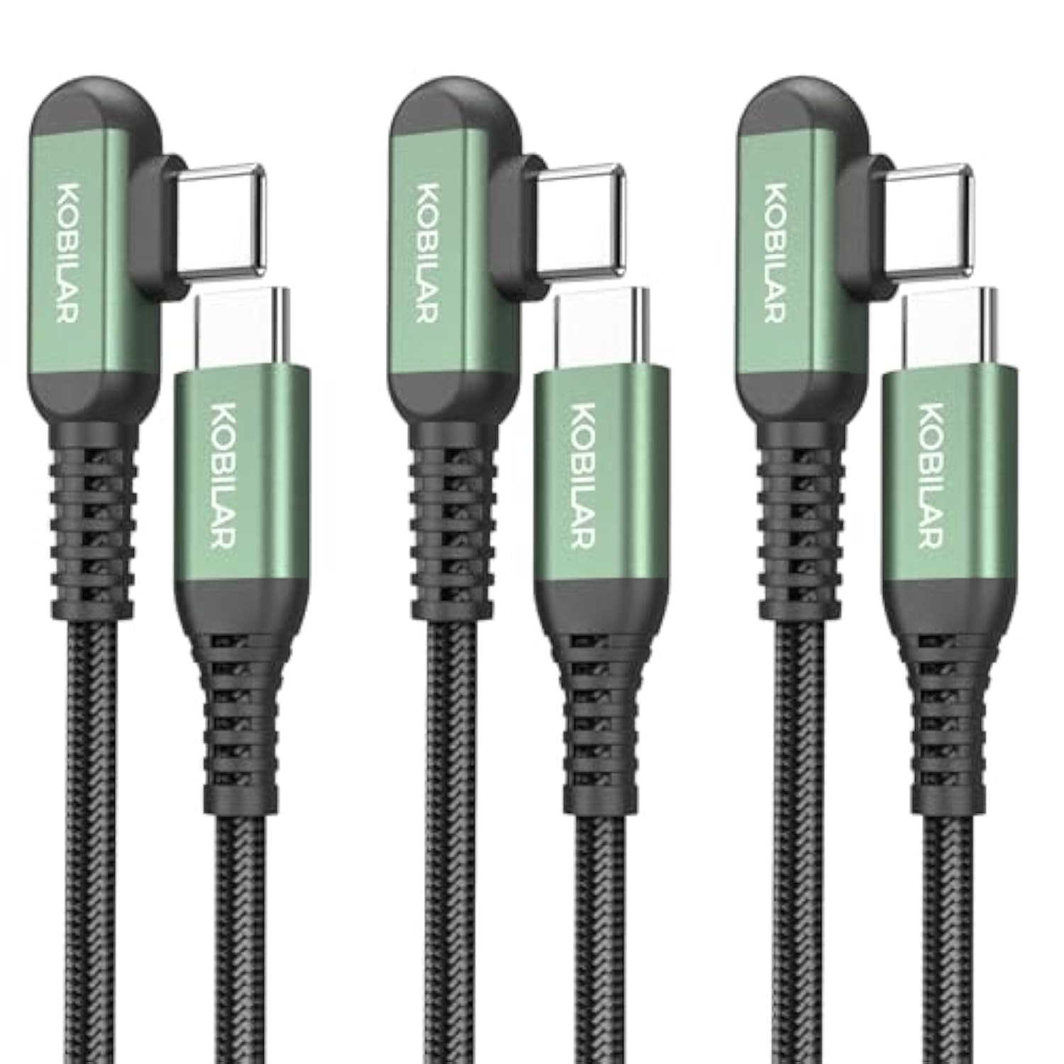 Usb C To Usb C Cable, Type C Charger Cord Right Angle, Fast Charger Usb-C 90 Degree For Iphone 15/16 Pro Max Plus, Ipad Pro, Type C Cable For Samsung S24 S23 S22 (3Pack-1.5+5+10Ft)