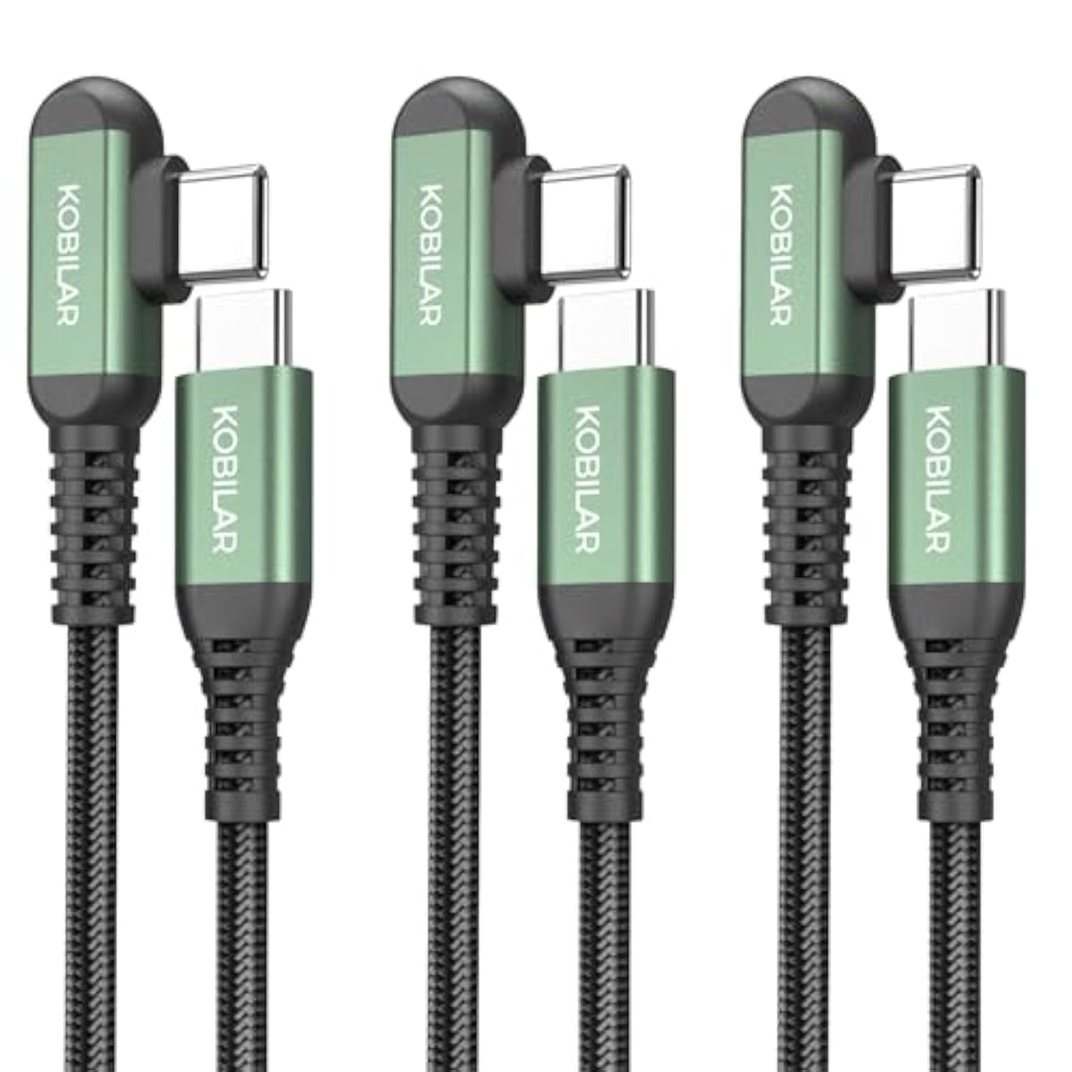 Usb C To Usb C Cable, Type C Charger Cord Right Angle, Fast Charger Usb-C 90 Degree For Iphone 15/16 Pro Max Plus, Ipad Pro, Type C Cable For Samsung S24 S23 S22 (3Pack-1.5+5+10Ft)