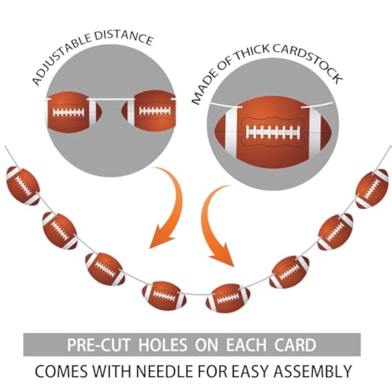 2Pcs Football Party Decorations Football Banner Assembled Football Garland Paper Cutouts Football Party Banners For Football Decorations For Football Classroom Decor Sports Theme Birthday Office Party