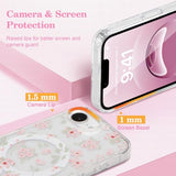 Magnetic for iPhone 17e / iPhone 16e Case Compatible with Magsafe, Cute Floral Flower Aesthetic Phone Case Slim Clear Anti-Yellowing Shockproof Phone