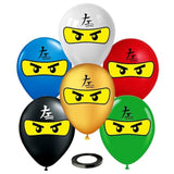 30-Pack 12" Ninja Superhero Balloons in Assorted Colors for Birthday Parties