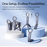 MA58 Magnetic Phone Tripod for iPhone with Hard Drive Enclosure, 360° Rotation, Uka Arca-Swiss Mount, 1/4" Mount, Fits SSD 2230/2242, Foldable