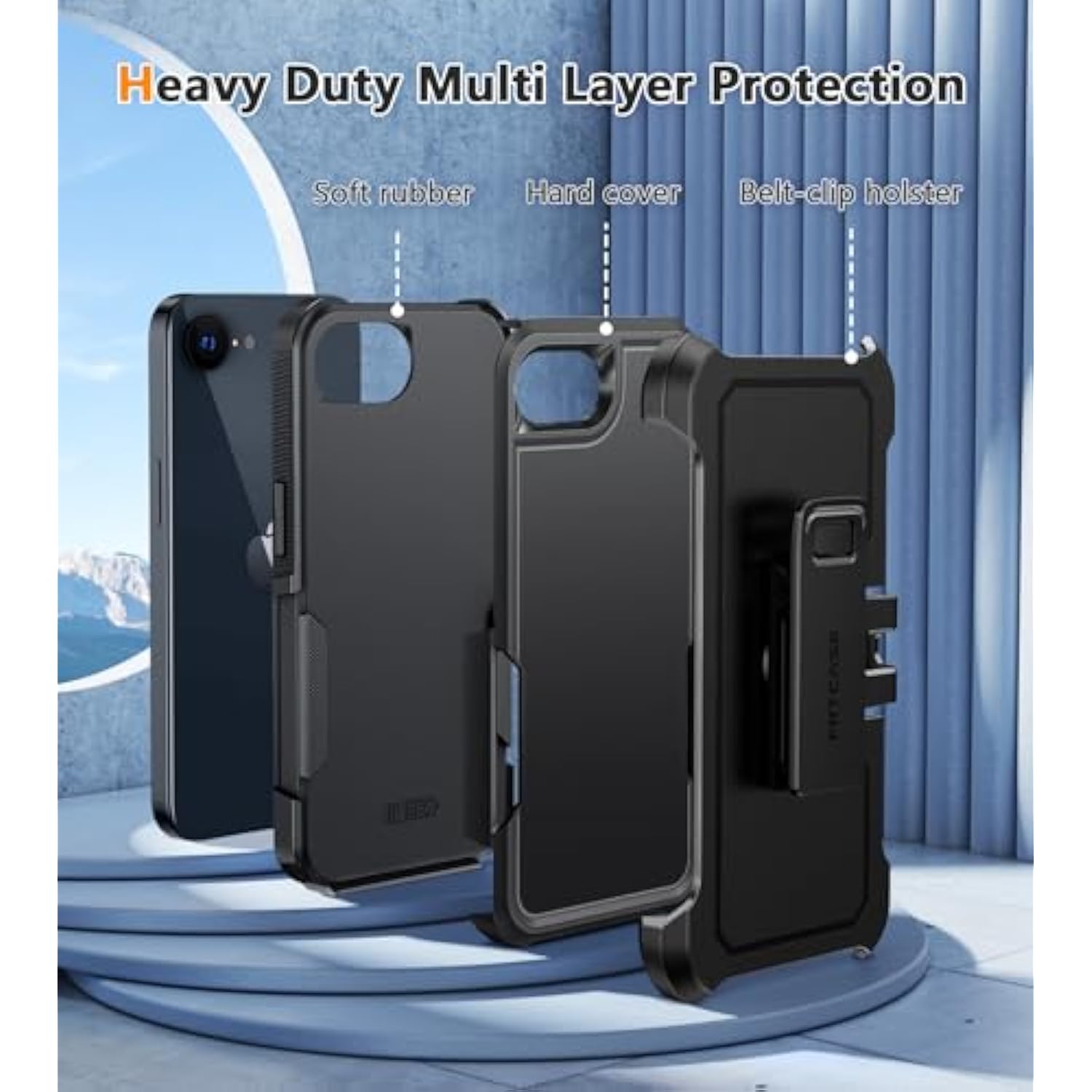 For Iphone 16E Phone Case: For Iphone 16E Case 2025 Heavy Duty Drop Protection With Rugged Belt-Clip Holster Military Grade Shockproof Durable Protective Cell Phone Cover (Black)