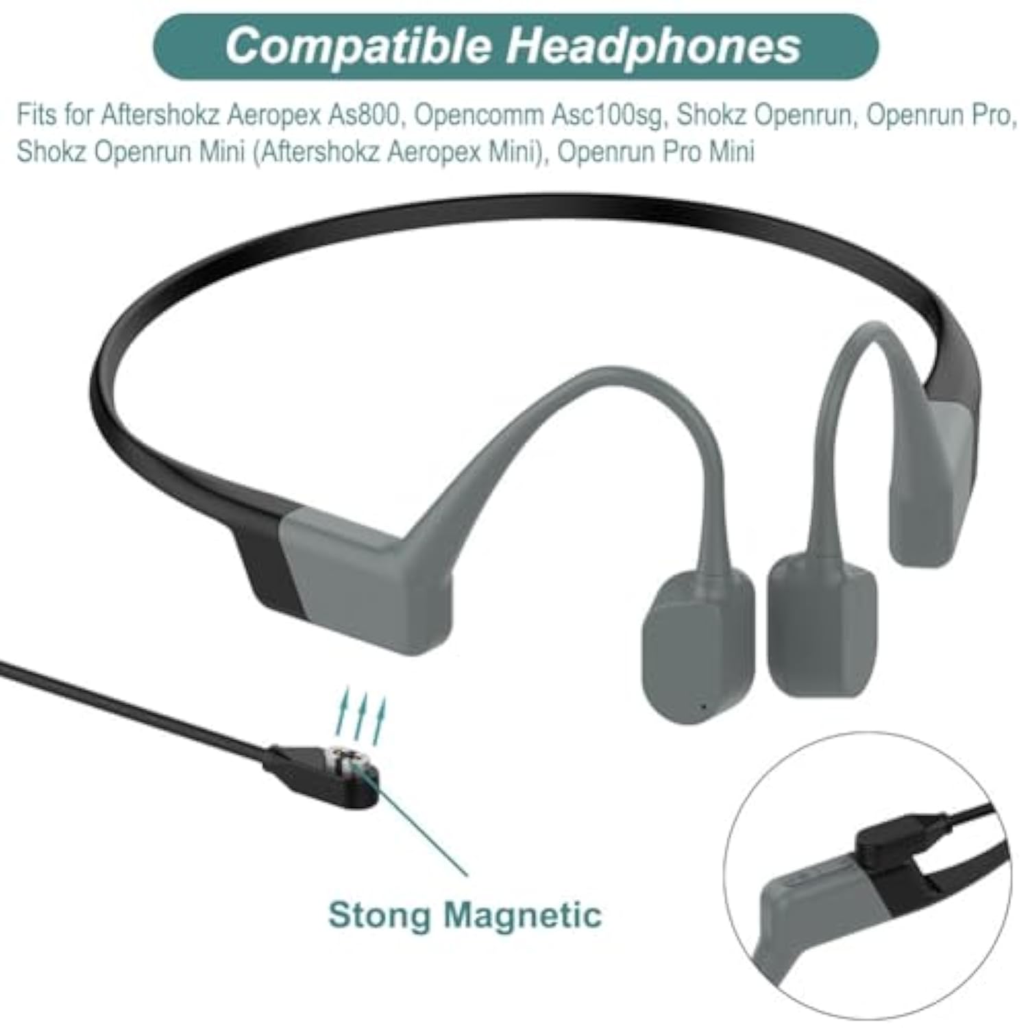 Charger For Aftershokz Aeropex, Shokz Openrun Mini, Openrun Pro, Openrun, Open