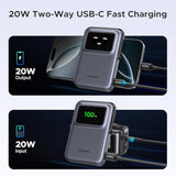 UGREEN Uno 10000mAh Magnetic Portable Charger, Qi 7.5W Wireless Power Bank, PD 20W USB C Battery Pack with Foldable Stand and TFT Display MagSafe Compatible iPhone 16/15 /14/13/12 Series, Black