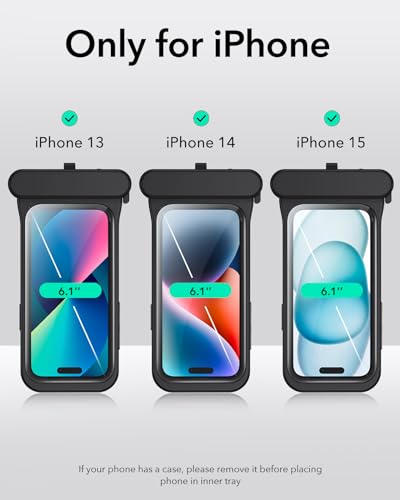ESR Waterproof Phone Pouch for iPhone 13/14 / 15, Underwater Touch Sensitivity, IPX8 Floating Waterproof Cellphone Case with Lanyard, Dry Bag for