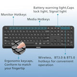 PHILIPS Professional Wireless & Bluetooth Keyboard - Standard-Layout Keyboards with 2.4GHz USB-Receiver, 3-Channel,Ergonomic & Quiet Design, Comfortable & Efficient for PC/Laptop/Pad