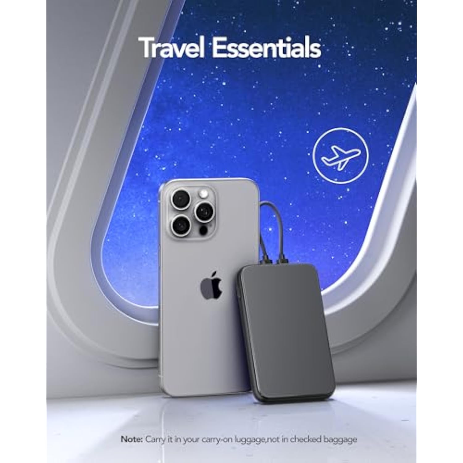 10000Mah Wired Portable Charger, 20W Fast Charging Slim Power Bank With Removable Cable For Iphone & Android, Hand-Free Battery Pack With Digital Display For Short Travel (No-Wireless)