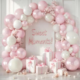 Pearl Pink & White Balloon Garland Kit: Double Stuffed Pastel Balloons