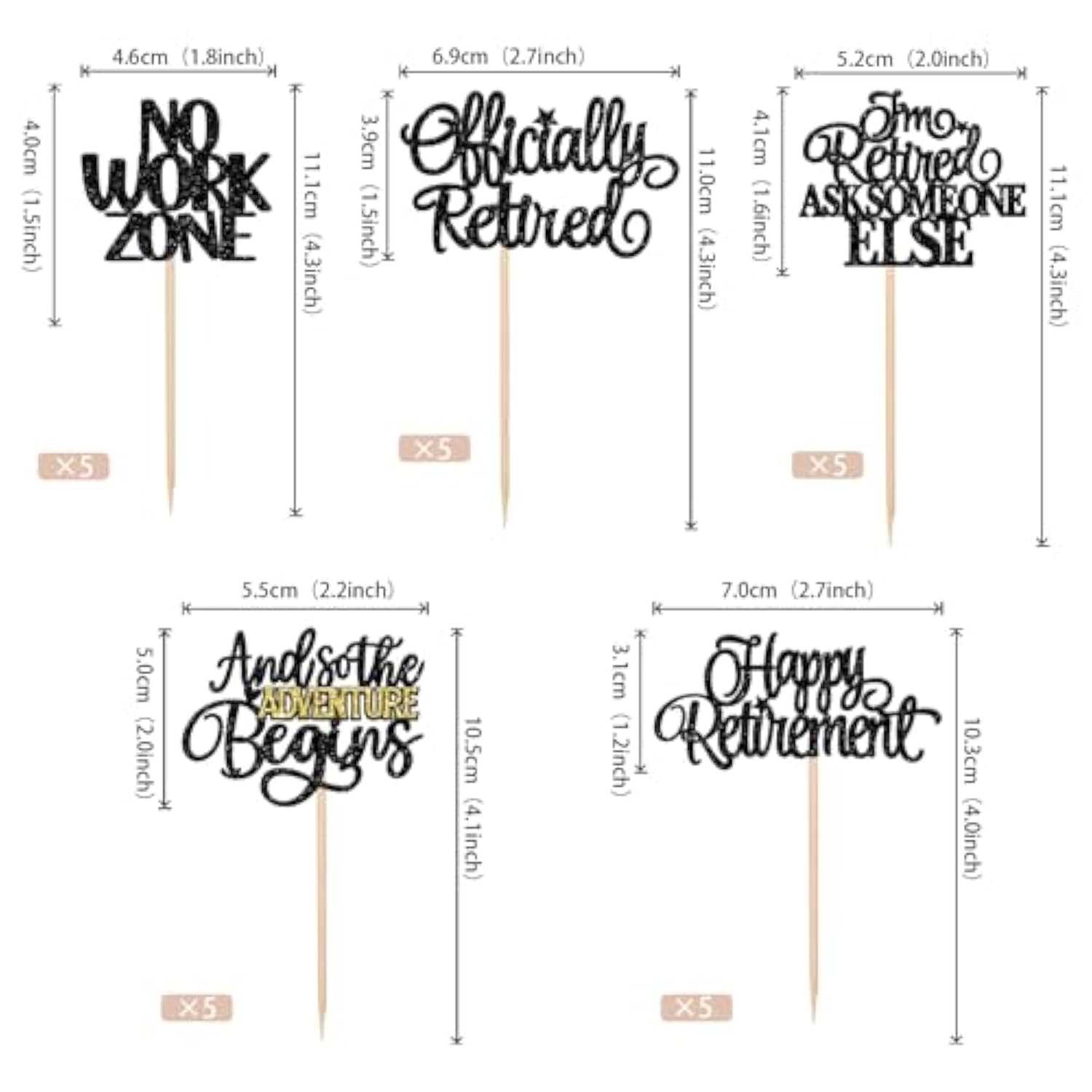 30 Pcs Happy Retirement Cupcake Toppers Officially Retired No Work Zone Adventure Begins Cupcake Picks For Retirement Theme Farewell Birthday Party Cake Decorations Supplies Black