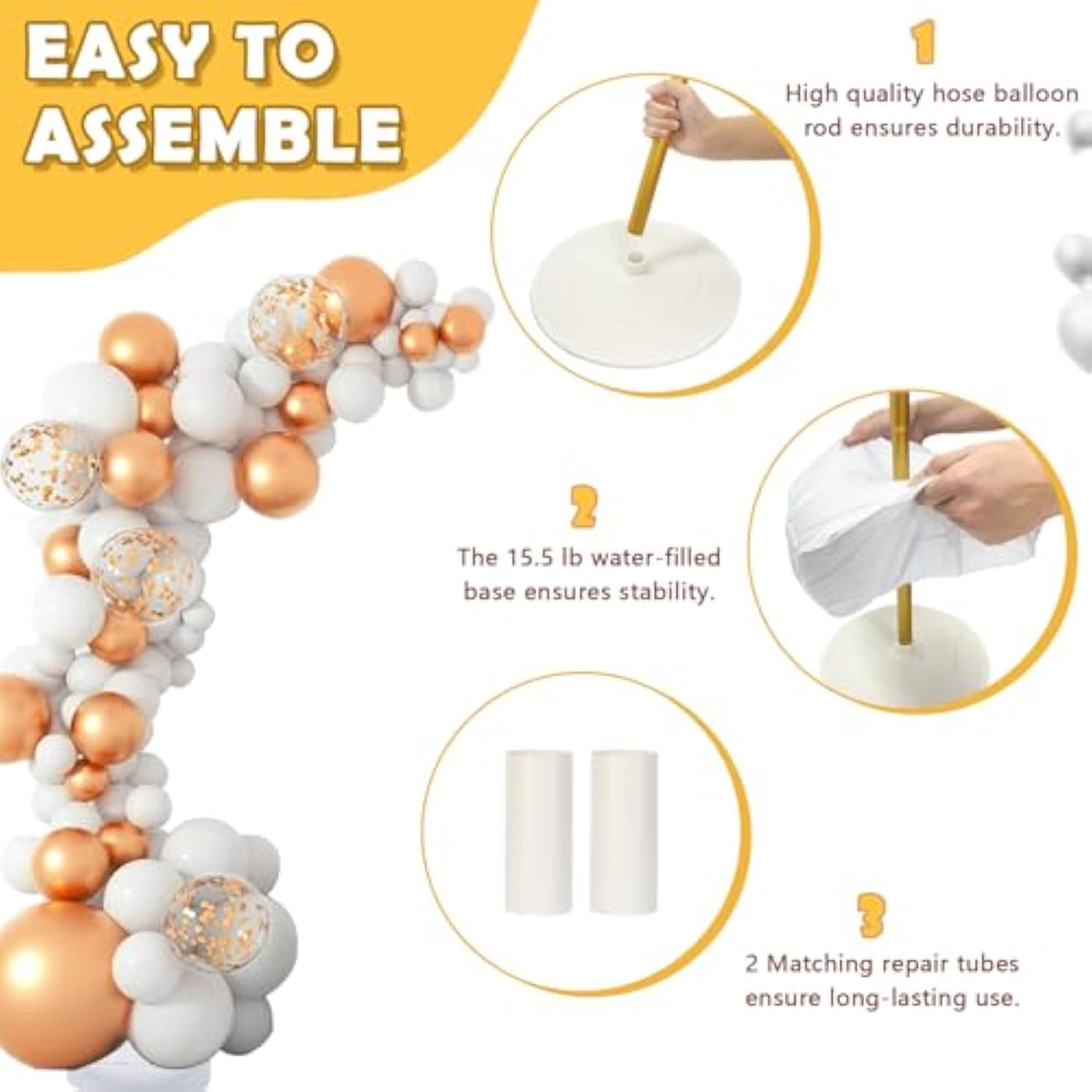 Balloon Arch Kit with Gold Frame Stand: Wedding, Birthday, Baby Shower