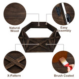 45In Extra Large Wood Christmas Tree Collar,Brown Wooden Hexagon Tree Base Cover For Artificial Tree,Vintage Rustic Farmhouse Tree Skirt For 8-12Ft Tree,Fit 44'' Tree Stand